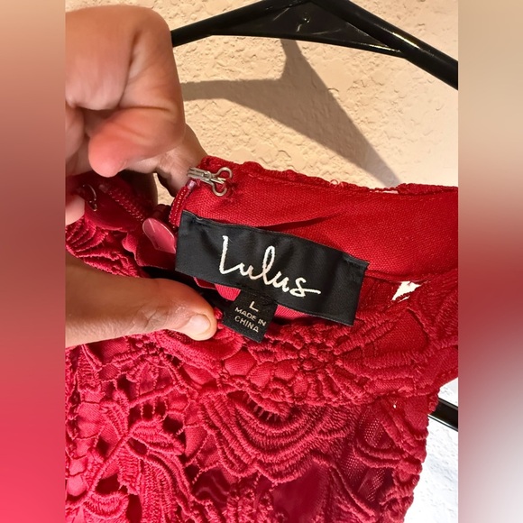 Lulus Red Large Lace Cocktail Dress - Picture 9 of 11